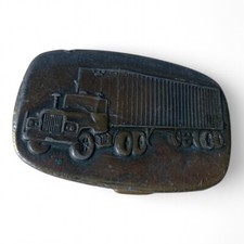 vintage 18 wheeler trucker belt buckle Tiffany Studio New York chunky well worn