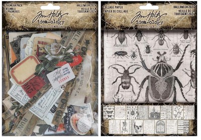Bundle Tim Holtz idea-ology 2024 Halloween Collage Paper th94393 And Ephemera...