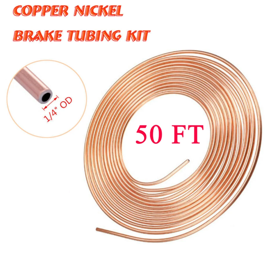 Kit de tubos de línea de freno de níquel de acero para automóvil 2 piezas bobinas enrollables OD 50 pies acero zine de 1/4"" Foto 3 de 4