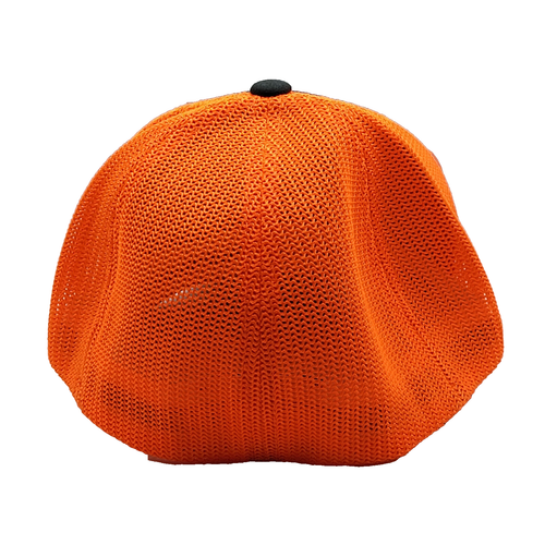 Brown & SAFETY Fluorescent ORANGE Mesh Back Flexfit Hat One Size Not Adjustable - Picture 4 of 10