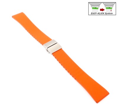 XL Easy-Klick Premium FKM-Kautschuk Uhrenarmband Modell Rostock orange 22 mm