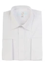Mens White Dress Shirt Long Sleeve Double Cuff Formal Covered Buttons Wedding