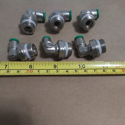 Lot of 6 Numatics Swivel Elbow Fitting INW109-108-021 1/8 Tube x 1/4 Pipe (1980)