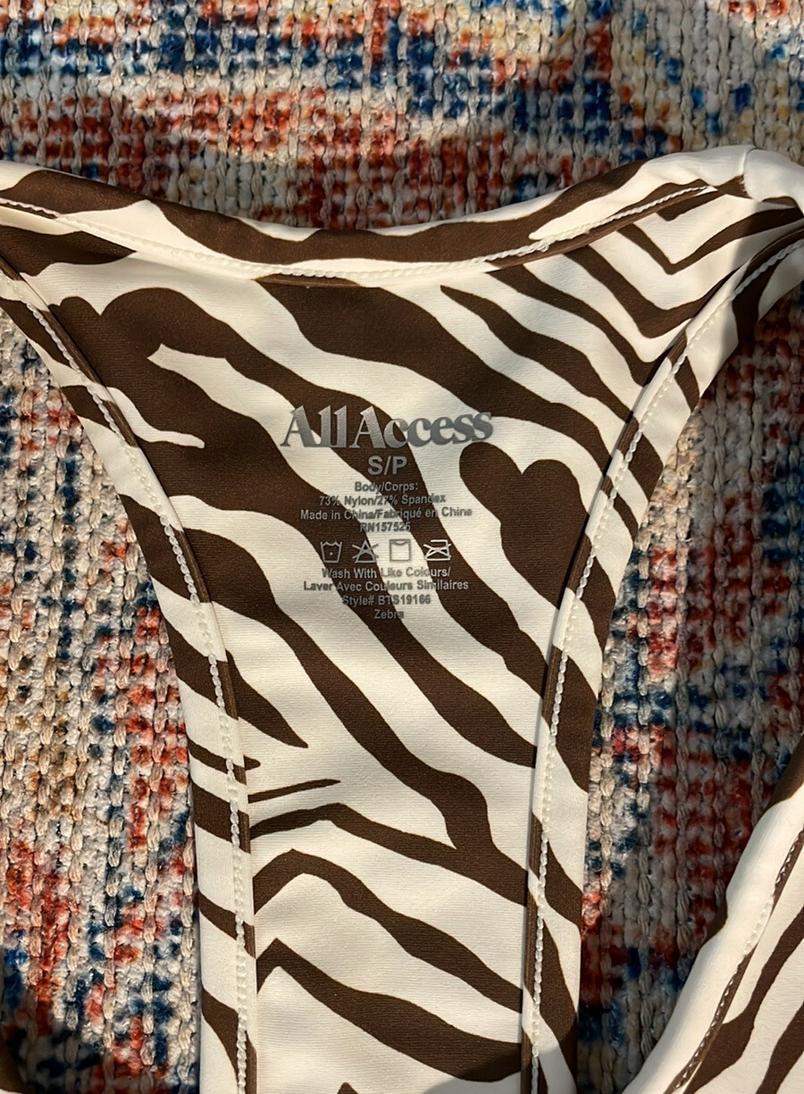 Reggiseno sportivo All Access prima fila TG S + leggings stadio centrale TG XS stampa zebrata