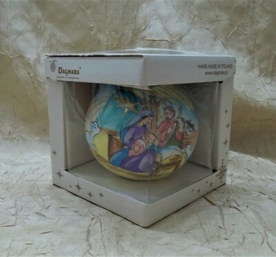 Nativity Scene 4'' Glass Christmas Ornament Handcrafted In Poland Dagmara Brand
