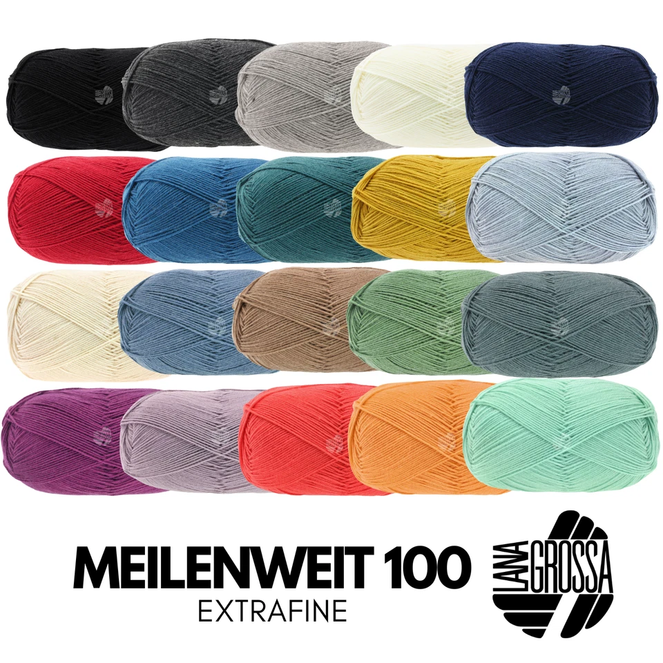 Lana Grossa MEILENWEIT 100 g MERINO EXTRAFINE 4-fach Merino-Sockenwolle 420 m