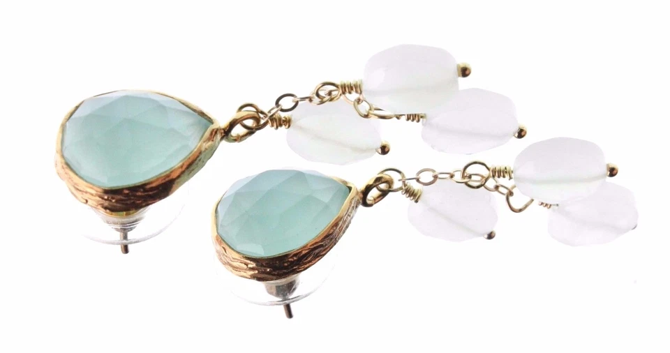 Wendy Mink NY Peruvian Calcite Top & Moonstone Cluster Drop Post Earrings NWT - Image 2 of 3