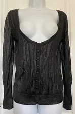 Women’s JOHN GALLIANO Deep Neck Button Black Cardigan Sweater SM/MED