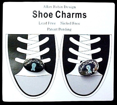 Blaugrünes Band SCHUH CHARMS Spitze Eierstockkrebs Spaziergang zur Heilung Ornamente Neu - Bild 5 von 5