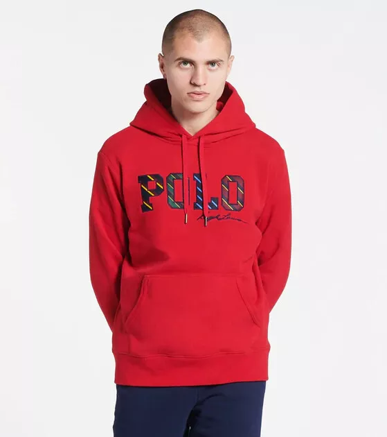 Polo Ralph Lauren Long Sleeve Polo Letter Fleece Hoodie Red S