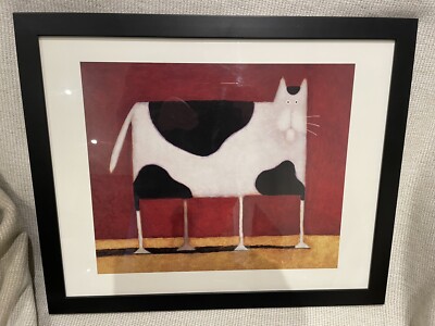 Daniel Patrick Kessler Spotted cat Expressionism Painting Print Frame 50 x 40cm