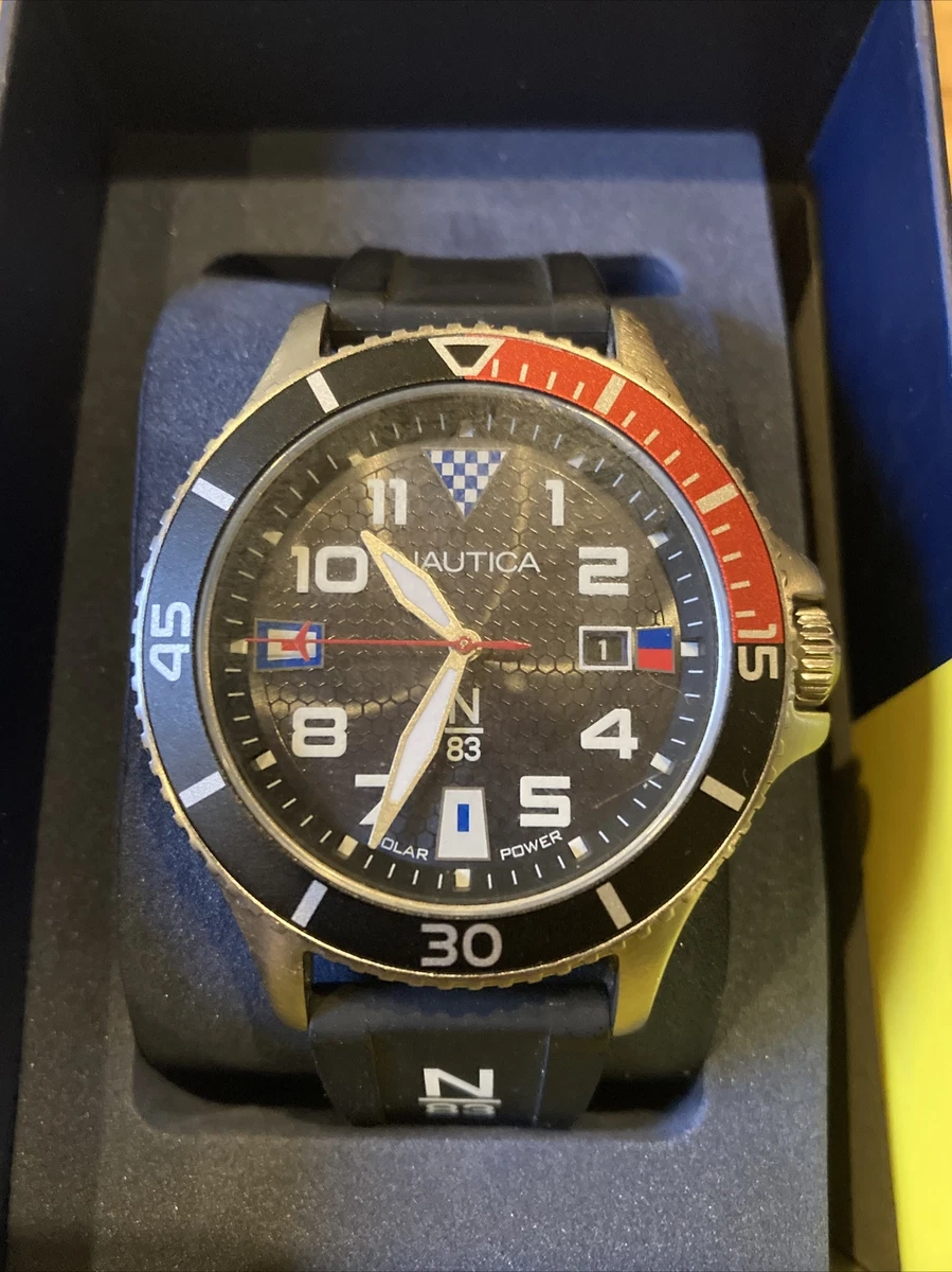 Nautica Men s NAPCBF914 Cocoa Beach Solar Power Watch N83 Strap Box w Papers