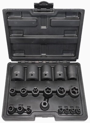 19pc External Torx Plus Socket Set 6 Point EP Socket EP4,Dr E-Torx Plus Socket