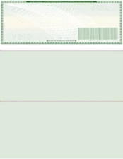100 Blank Check paper "High Security" - Check on Top - Green Art Deco