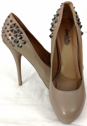 charlotte russe womens shoes heels sz 8 slip on beige nude