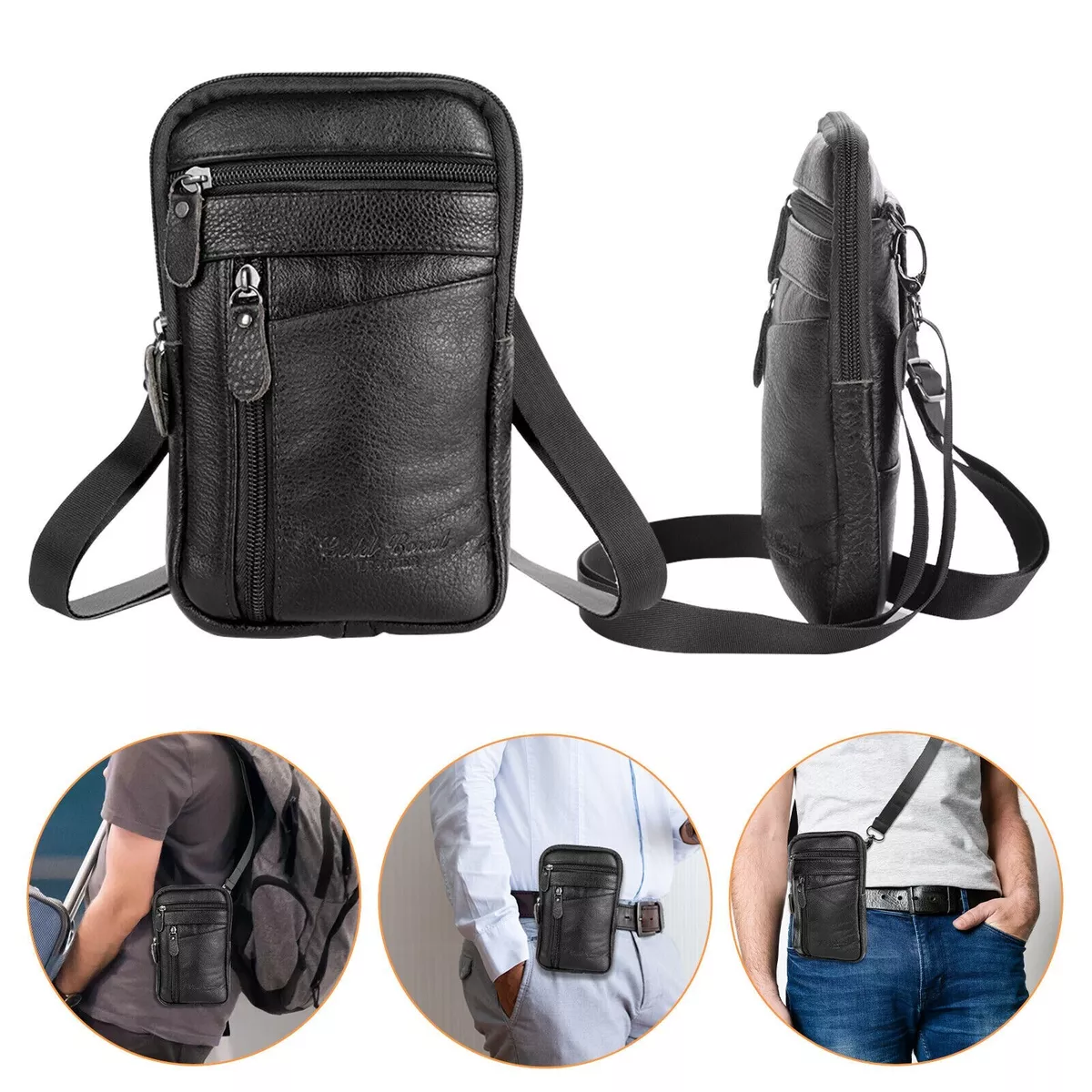 Bolso bandolera de cuero para hombre pequeño / Mini bolso de