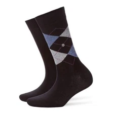 Burlington Everyday 2 Pack Argyle & Plain Cotton Blend Socks - Women's