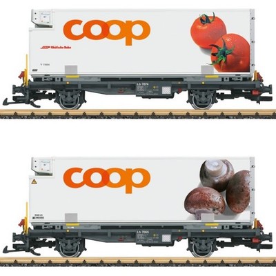 LGB 45888 G Containerwagen Set ''COOP'', RhB, Ep. VI G + Neu