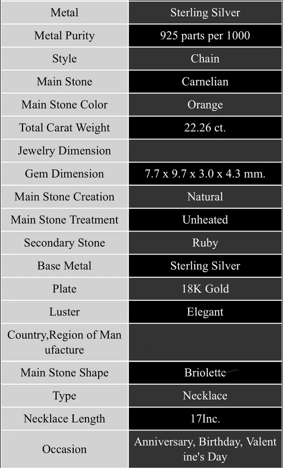 "Collar estación cornalina y rubí naranja hecho a mano 17"" plateado 925 chapado en oro" Foto 3 de 3