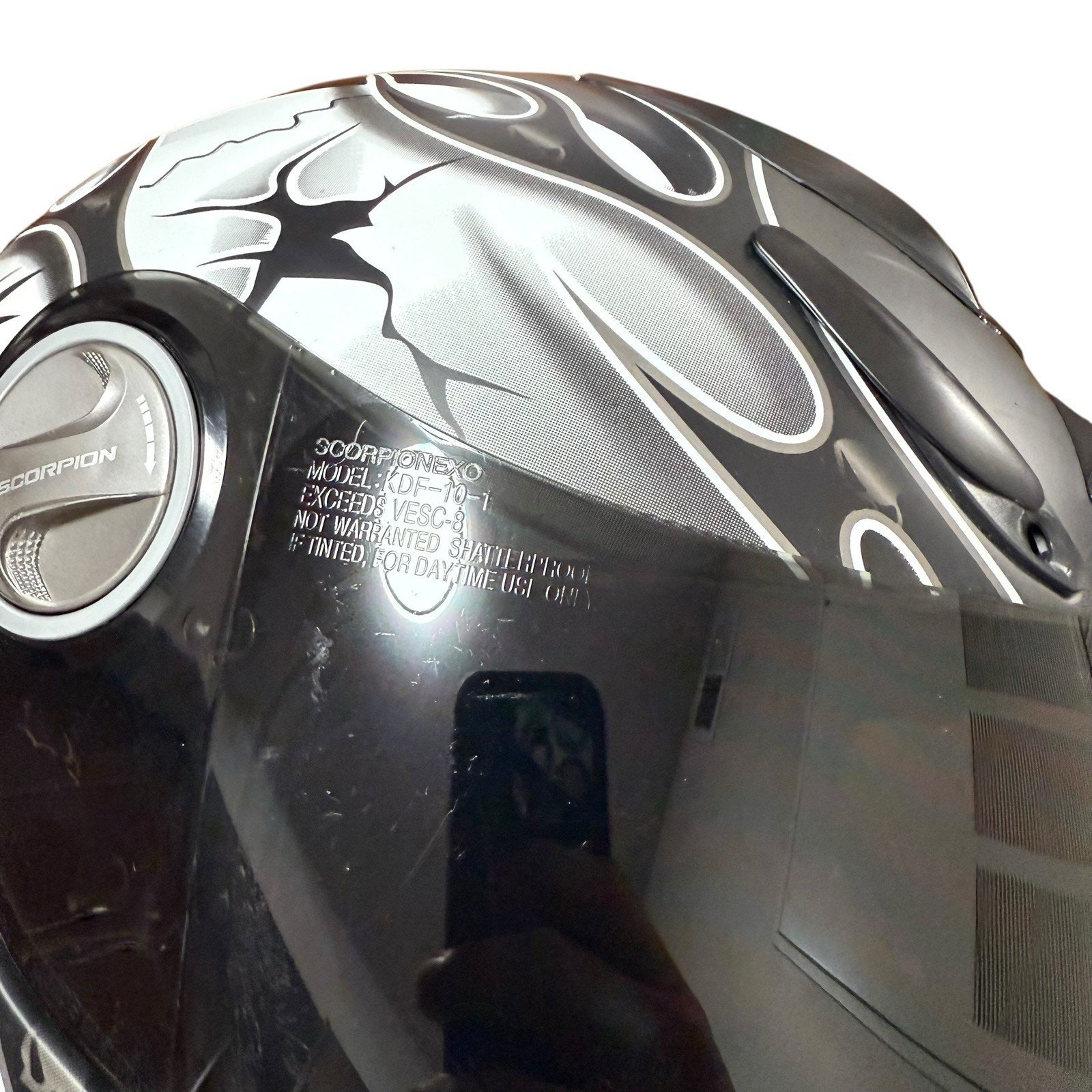 Scorpion EXO 700 Crack Head Black White Helmet Size Small DOT Snell Approved