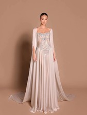 Detachable Sleeve Embroidery Beads Tassel Evening Dress With Corset Strapless