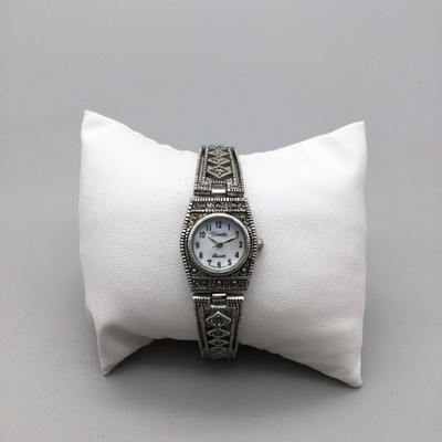 Vintage Xanadu Ladies 19mm Silver Tone Watch Marcasite New 