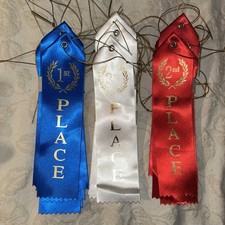 36 Total 1st-2nd-3rd Place Award Ribbons 12 Each Place with Card String