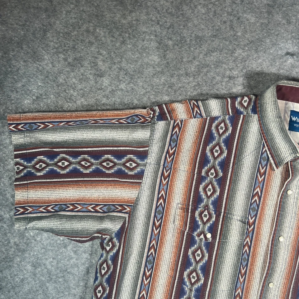 Camisa de Colección Wrangler Para Hombre Brushpopper 3XL Multicolor Perla A Presión Azteca Foto 4 de 4