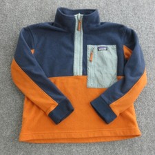 Patagonia Fleece Jacket Kids Small Blue Orange Colorblock 1/4 Zip STY65380FA24
