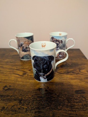 staffordshire bull terrier x 3 danbury mint porcelain mugs paul doyle