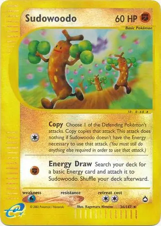 Sudowoodo - 36/147 - Pokemon Aquapolis Reverse Holo Rare Card LP