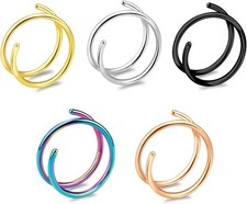 ONESING 20G Double Nose Ring Hoop for Single Piercing - 2-36 Pcs 5 color