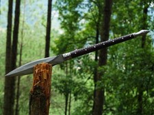 Custom Handmade D2 Steel Viking Functional Camping Spear With Leather Sheath