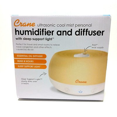 Crane Ultrasonic Cool Mist Personal Humidifier & Essential Oil Diffuser w/ Light