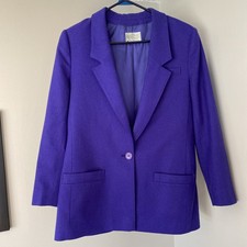 VTG Miss Pendleton Sz 12 Classic Wool Purple Lined Blazer Jacket Single Button