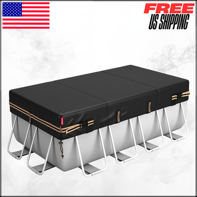 Rectangular Pool Cover For Bestway Intex Coleman Frame W/ Buckle Straps 8x16'