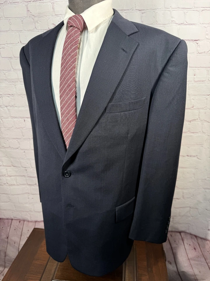 TALLIA UOMO Mens Navy Blue BIG & TALL Wool 2pc Suit 48R Jacket 39x30 Pant - Image 3 of 4