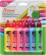 I Love To Create Tulip Dimensional Fabric Paints 1.25oz 6/Pkg-Neon