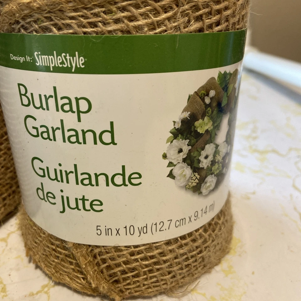 Mixed Lot Of Burlap Garland 5.5 & 5 Inch Width + 3” Ribbon + Jute Rope - Image 4 of 4