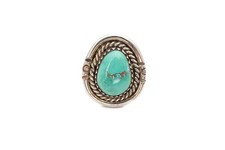 Vintage Native American Navajo Sterling Silver Turquoise Ring Size 6.5