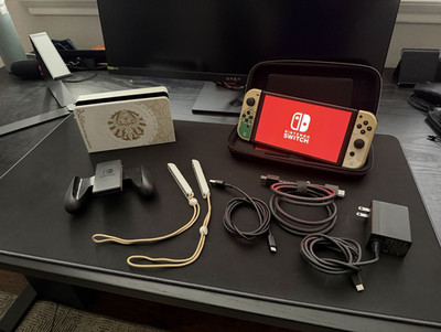 Nintendo Switch OLED Zelda Edition Console w/ Dock, HDMI, AC Adapter, Carry Case