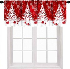 Christmas Window Valances for Kitchen,Red 54W x 18L Pack of 1 , Christmas-4