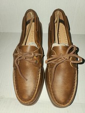 New Men's Sperry Top Sider AO 2 Eye Distressed Brown Leather Boat Shoes 9.5