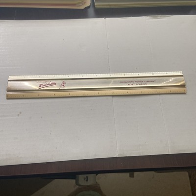 Rare Consumers Power Co Flint MI Advertising Vintage Metal Promotional Ruler 