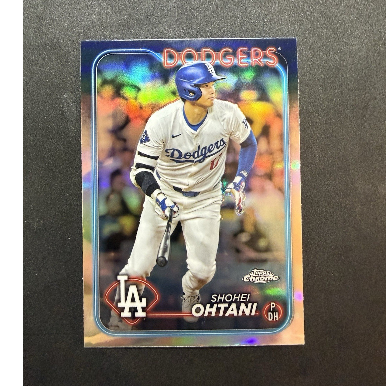 Topps 2024 Chrome Shohei Ohtani #1 Prism Refractor Los Angeles Dodgers Card