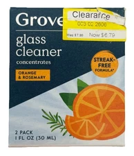 Grove Co. Glass Cleaner Concentrate 2-Pack Orange Rosemary – New Sealed 