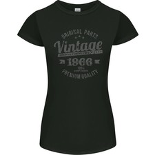 Camiseta vintage-año-59-cumpleaños-1966-mujer-pequeña-corte-negra