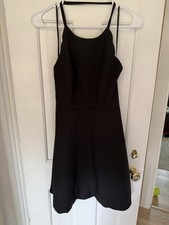 Lulus Play On Curves Black Backless Scallops Sleeveless Mini Dress Size Small
