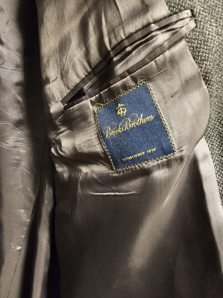 Brooks Brothers 100% Lambs Wool Blazer Mens 50L Made In Italy Fall 2004 Gray - Image 3 of 4
