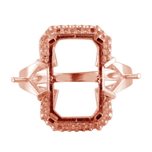 Semi Mount Faceted 5X7X5 Sterling Silver Ring for Women/Girls